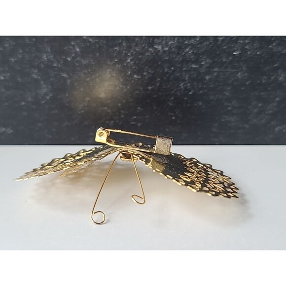 Gold Tone Metal Butterfly Brooch Vintage Costume Jewelry - Picture 8 of 10